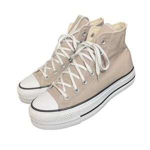 Converse Chuck Taylor All Star Lift Platform Size 8 Khaki Beige High Top Sneaker